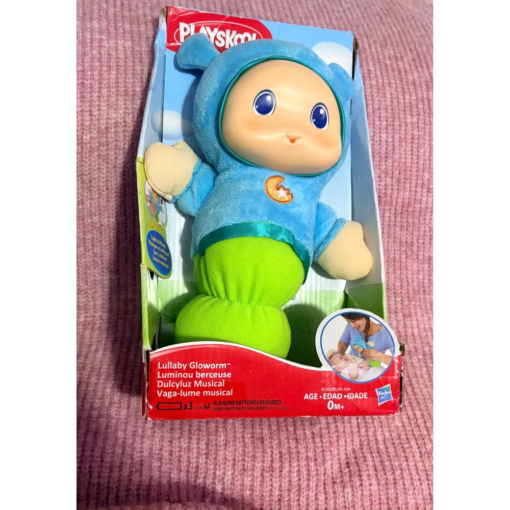 Playskool Lullaby Gloworm Blue Green Musical Light Up Plush Toy Hasbro A1203 NEW